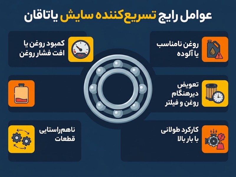 عوامل رایج تسریعکننده سایش یاتاقان در دیزل ژنراتور